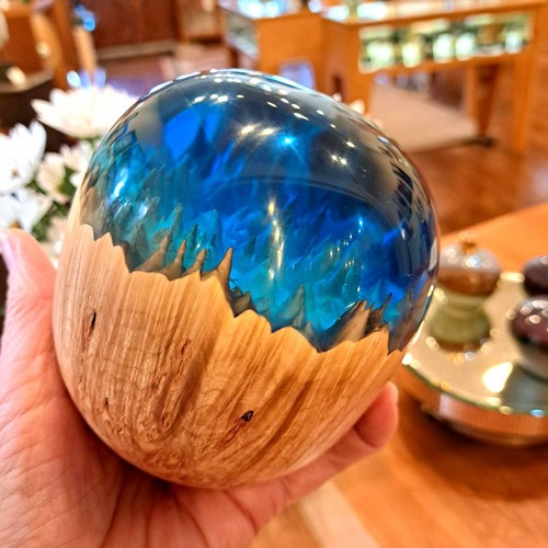 SH236 Maple & Clear Blue Orb $225 at Hunter Wolff Gallery